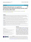 Research paper thumbnail of Relationship between occupational and leisure-time physical activity and the need for recovery after work