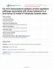 Research paper thumbnail of De novo transcriptome analysis unveils regulatory pathways associated with stress tolerance in a promising C3 model of halophyte, Suaeda salsa