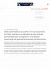 Research paper thumbnail of Efeitos da Pandemia da COVID-19 no funcionamento do Poder Judiciário e a realização de atos judiciais