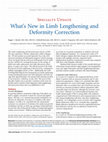 Research paper thumbnail of What’s New in Limb Lengthening and Deformity Correction