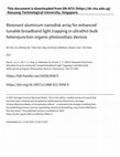 Research paper thumbnail of Resonant Aluminum Nanodisk Array for Enhanced Tunable Broadband Light Trapping in Ultrathin Bulk Heterojunction Organic Photovoltaic Devices