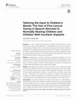 Research paper thumbnail of Tailoring the Input to Children's Needs: The Use of Fine Lexical Tuning in Speech Directed to Normally Hearing Children and Children With Cochlear Implants