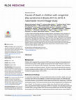 Research paper thumbnail of Causes of death in children with congenital Zika syndrome in Brazil, 2015 to 2018: A nationwide record linkage study