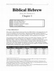 Research paper thumbnail of Biblical Hebrew Grammar Chapter 1