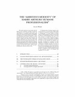 Research paper thumbnail of The “Ambitious Modesty” of Harry Arthurs’ Humane Professionalism, (2006) 44(1) Osgoode Hall Law Journal 119