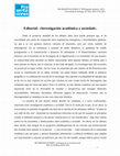 Research paper thumbnail of Editorial: «Investigación académica y sociedad».