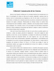 Research paper thumbnail of Editorial: Comunicación de las Ciencias