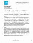 Research paper thumbnail of Sobre la reformulación científica de la probabilidad en la  obra de Antoine. A. Cournot