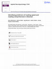 Research paper thumbnail of Identifying predictors of reading speed and reading comprehension in Bosnian