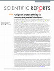 Research paper thumbnail of Origin of proton affinity to membrane/water interfaces