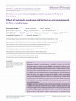 Research paper thumbnail of Effect of Metabolic Syndrome Risk Factors on Processing Speed and Executive Function in Three Racialized Groups