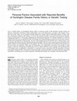 Research paper thumbnail of Personal Factors Associated with Reported Benefits of Huntington Disease Family History or Genetic Testing