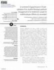 Research paper thumbnail of Le sentiment d’appartenance à l’école : validation d’un modèle théorique prédisant l’engagement et le rendement scolaire en mathématiques d’élèves du secondaire