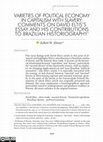 Research paper thumbnail of Varieties of Political Economy in Capitalism with Slavery: Comments on David Eltis’s Essay and His Contributions to Brazilian Historiography