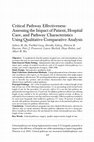 Research paper thumbnail of Critical Pathway Effectiveness: Assessing the Impact of Patient, Hospital Care, and Pathway Characteristics Using Qualitative Comparative Analysis