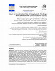 Research paper thumbnail of Injury in Construction Site of Bangladesh - Findings from a Nationwide Cross Sectional Survey