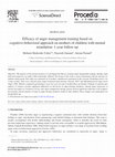 Research paper thumbnail of Efficacy of anger management training based on cognitive-behavioral approach on mothers of children with mental retardation: 1-year follow-up