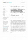 Research paper thumbnail of Differential effects of warming and acidification on chemosensory transmission and detection may strengthen non-consumptive effects of blue crab predators (Callinectes sapidus) on mud crab prey (Panopeus herbstii)