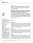 Research paper thumbnail of The role of Patient and Public Involvement (PPI) in pre-clinical spinal cord research: an interview study