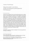 Research paper thumbnail of Migrationsethik in der Krise. Einige grundlegende philosophische Überlegungen