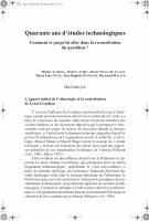 Research paper thumbnail of Quarante ans d'études technologiques: comment et jusqu'où aller dans la reconstitution du quotidien?