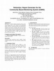 Research paper thumbnail of ReGenSys: Report Generator for the Community Based Monitoring System (CBMS)