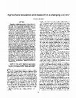 Research paper thumbnail of Agricultural education and research in a changing society