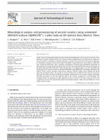 Research paper thumbnail of 2011. Mineralogical analysis and provenancing of ancient ceramics using automated SEM-EDS analysis (QEMSCAN®): a pilot study on LB I pottery from Akrotiri, Thera