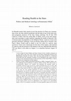 Research paper thumbnail of Reading Health in the Stars: Politics and Medical Astrology in Renaissance Milan