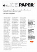 Research paper thumbnail of La cooperación descentralizada en España y el reto de la eficacia de la ayuda