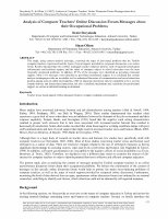 Research paper thumbnail of Analysis of Computer Teachers' Online Discussion Forum Messages About Their Occupational Problems