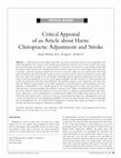 Research paper thumbnail of Critical appraisal of an article about harm: chiropractic adjustment and stroke