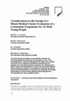 Research paper thumbnail of Considerations in the design of a mixed-method cluster evaluation of a community programme for'at-risk'young people