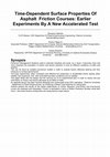 Research paper thumbnail of Time-Dependent Surface Properties Of Asphalt Friction Courses: Earlier Experiments By A New Accelerated Test