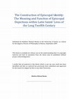 Research paper thumbnail of The Construction of Episcopal Identity: The Meaning and Function of Episcopal Depictions within Latin Saints' Lives of the Long Twelfth Century