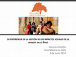 Research paper thumbnail of La experiencia de la gestión de los impactos sociales de la minería en el Perú