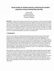 Research paper thumbnail of Social media for student learning: enhancing the student experience and promoting deep learning