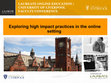 Research paper thumbnail of Exploring high impact practices in the online setting 