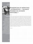 Research paper thumbnail of Article. Biomédecine et médecines alternatives : conciliation possible ou scission inévitable ?