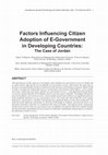 Research paper thumbnail of Factors Influencing Citizen Adoption of E-Government in Developing Countries: The Case of Jordan