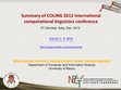 Research paper thumbnail of Summary of COLING 2012 international computational linguistics conference