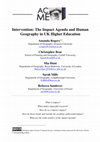 Research paper thumbnail of Intervention: The Impact Agenda and Human Geography in UK Higher Education Published under Creative Commons licence: Attribution-Noncommercial-No Derivative Works