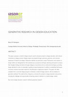 Research paper thumbnail of Generative Research In Design Education