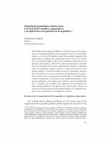 Research paper thumbnail of Organización Partidaria Y Democracia: Tres Tesis De Los Estudios Comparativos Y Su Aplicación a Los Partidos En La Argentina