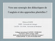 Research paper thumbnail of Vers une synergie des didactiques de l'anglais et des approches plurielles ?