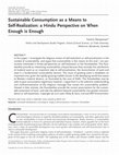 Research paper thumbnail of Sustainable consumption as a means to self-realization: a Hindu perspective on when enough is enough