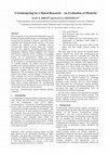 Research paper thumbnail of Crowdsourcing for Clinical Research – An Evaluation of Maturity