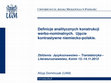 Research paper thumbnail of Definicje analitycznych konstrukcji werbo‑nominalnych.  Ujęcie kontrastywne niemiecko‑polskie.