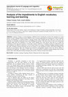 Research paper thumbnail of Analysis of the impediments to English vocabulary learning and teaching