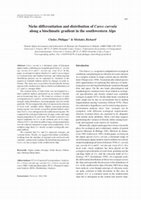 Research paper thumbnail of Niche differentiation and distribution of Carex curvula along a bioclimatic gradient in the southwestern Alps